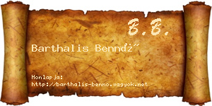 Barthalis Bennó névjegykártya